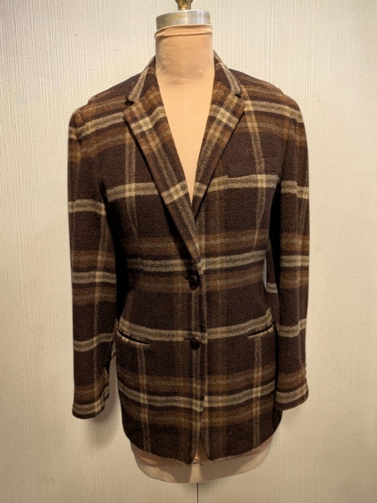 Lauren Ralph Lauren Jackets & Blazers - Y2K Lauren Ralph Lauren Brown Plaid Blazer Jacket 100% Lambswool Equestrian Sz 6